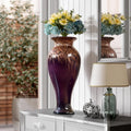 Hand-blown stained glass tabletop modern vase with , glazed glass grain and wide mouth decorative fashionable floor vase