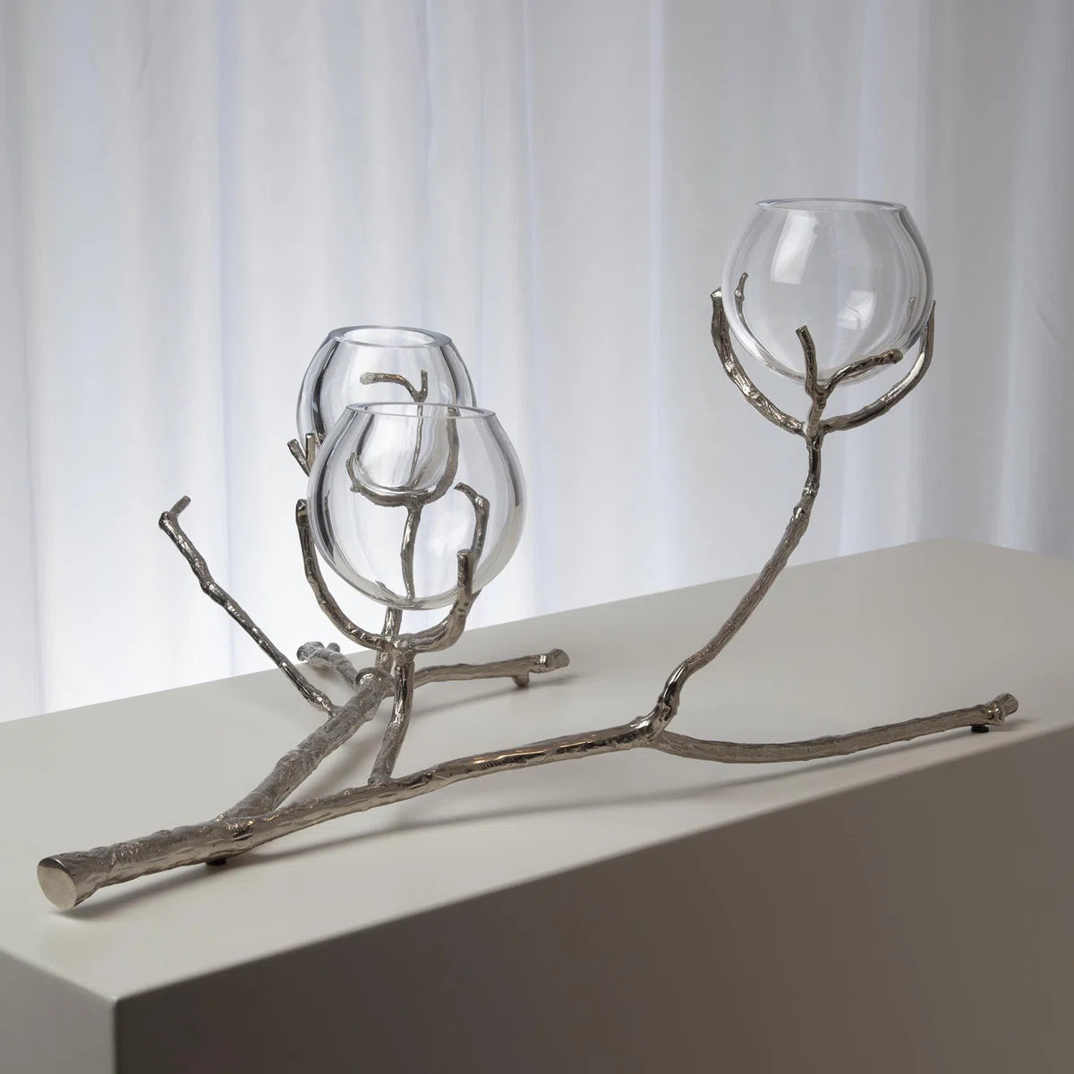 Twig 3 Vase Holder-Nickel