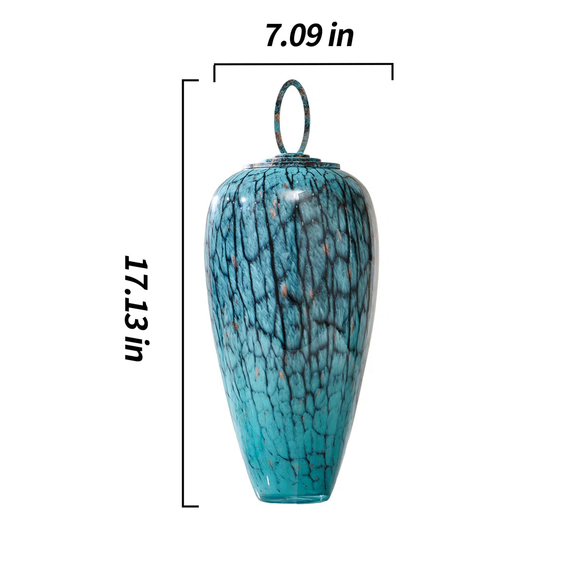 Hand-blown fashionable blue tree-shaped textured colored glass tabletop modern vase with glazed glass texture and wide mouth decorative vase