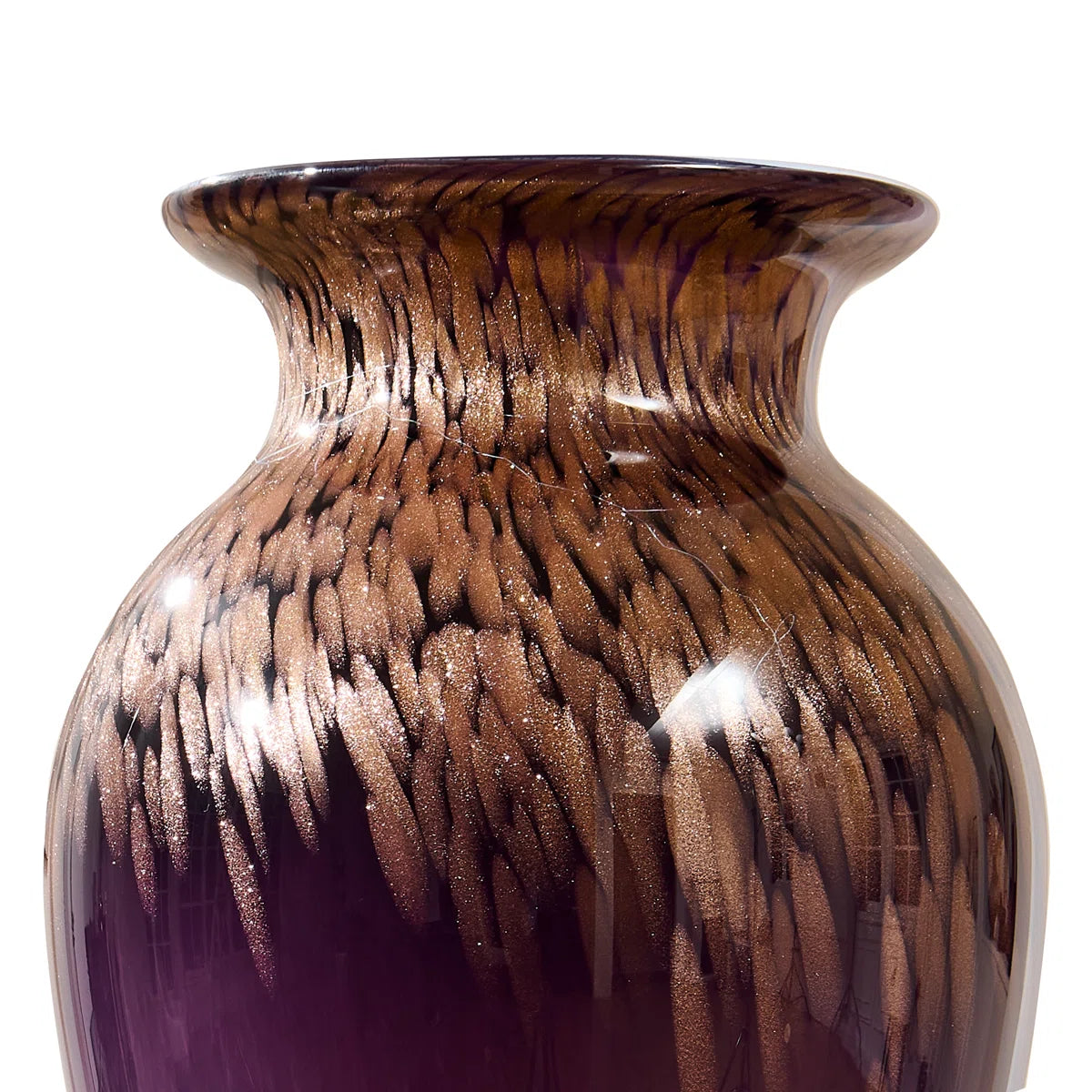Hand-blown stained glass tabletop modern vase with , glazed glass grain and wide mouth decorative fashionable floor vase