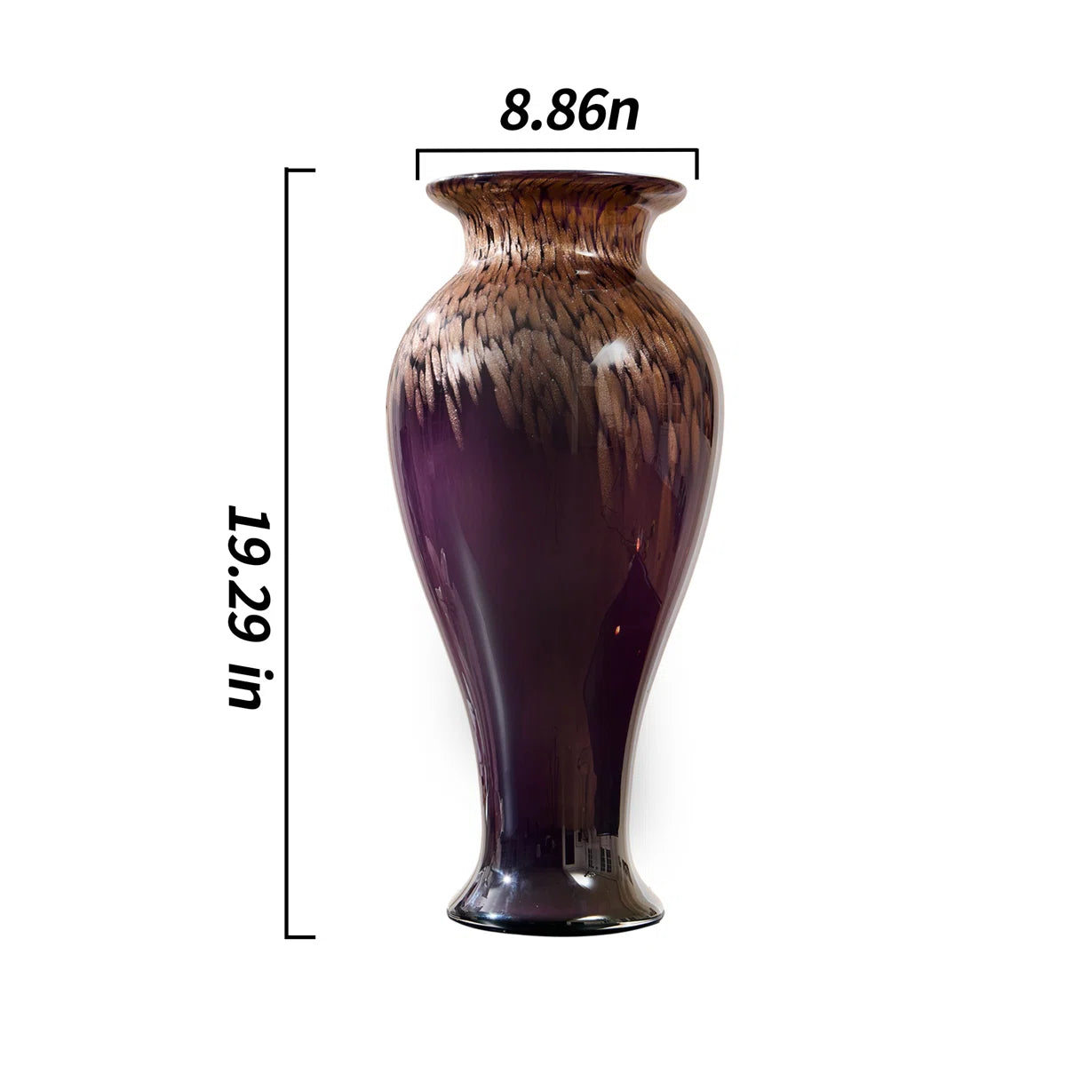 Hand-blown stained glass tabletop modern vase with , glazed glass grain and wide mouth decorative fashionable floor vase