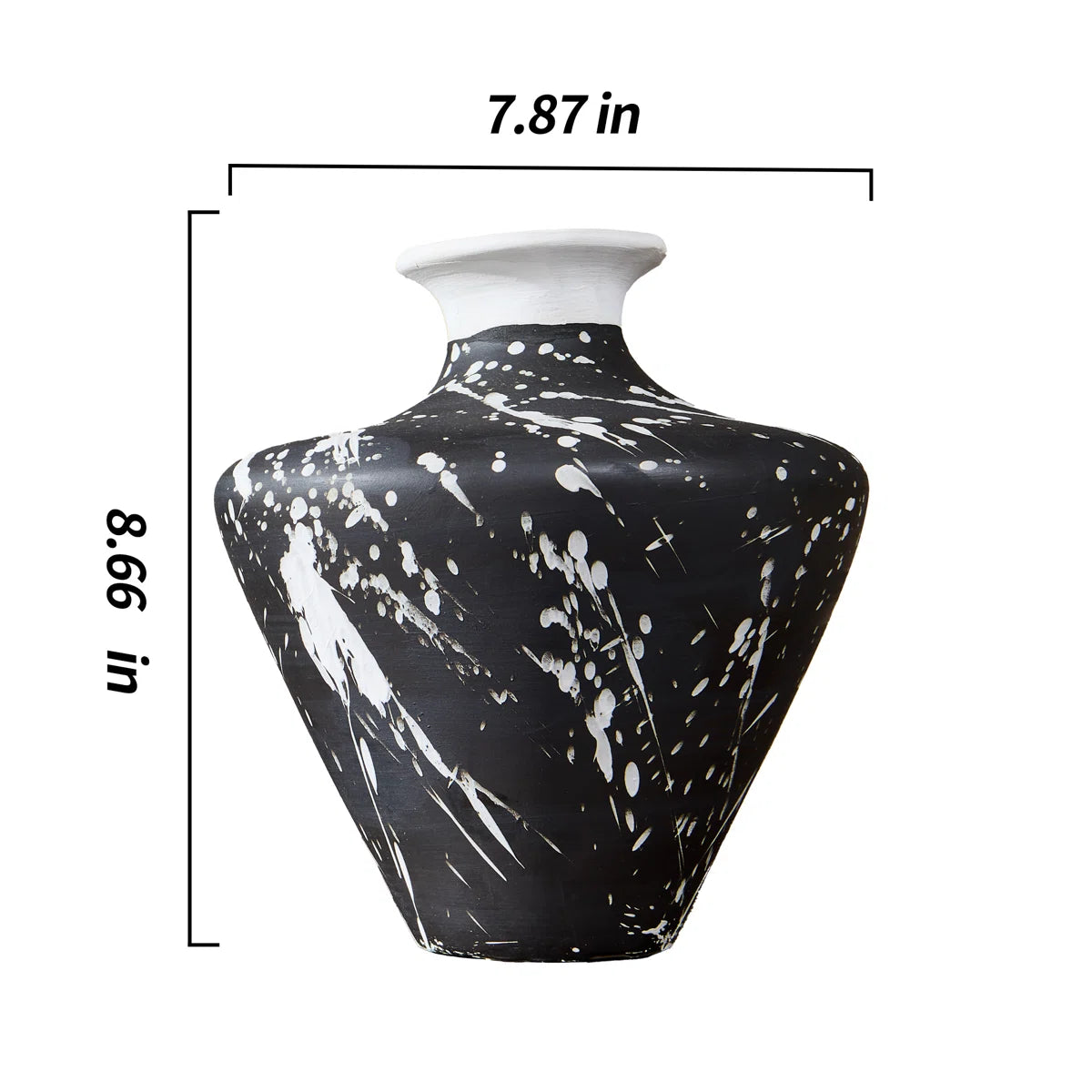 Irregular handcrafted ceramic tabletop vase, splash-ink pattern ceramic vase, ceramic textured decorative vase