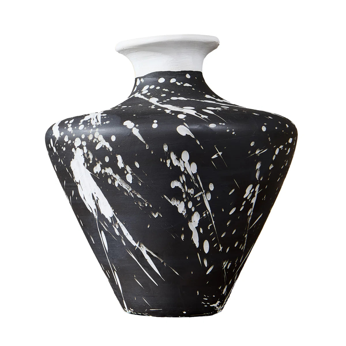 Irregular handcrafted ceramic tabletop vase, splash-ink pattern ceramic vase, ceramic textured decorative vase