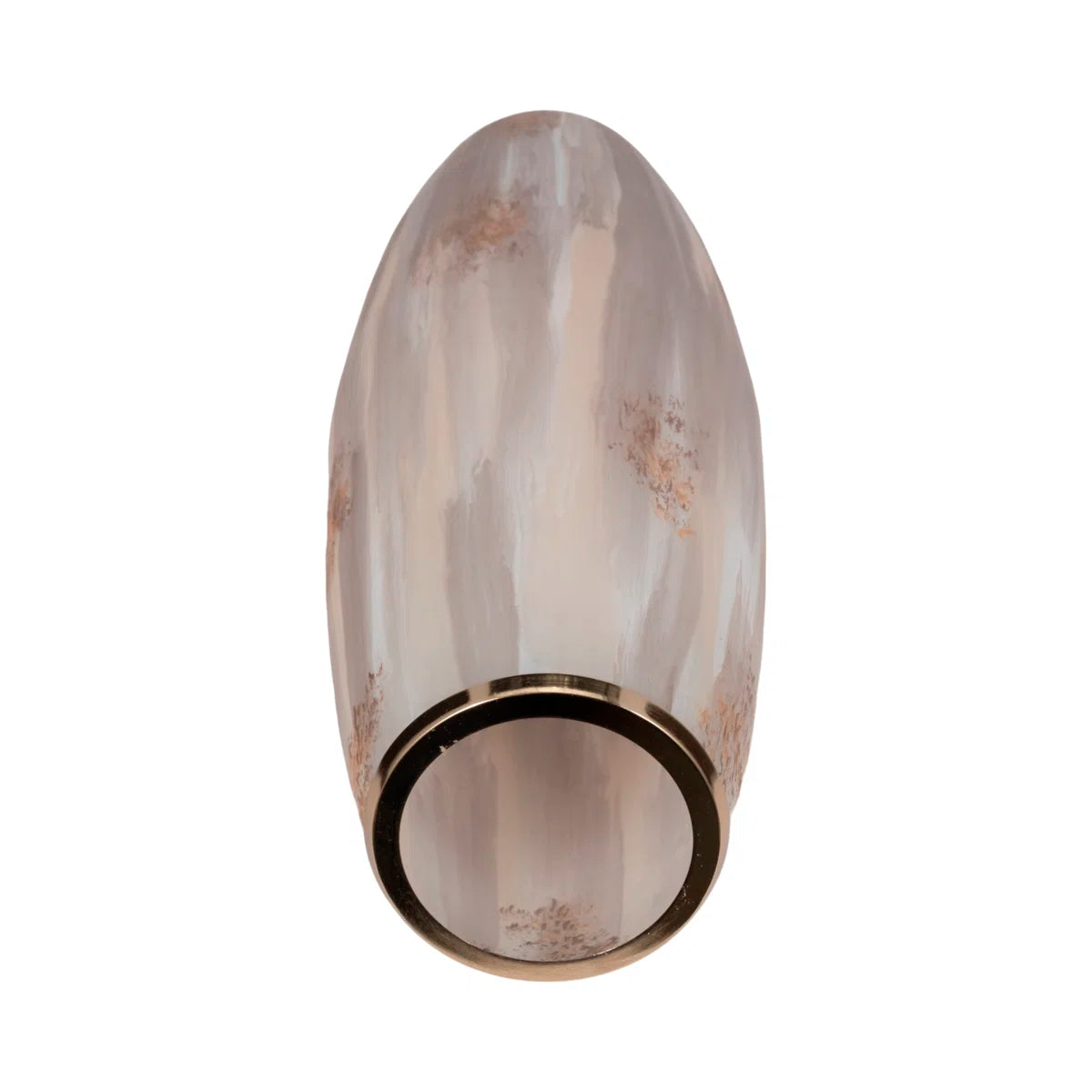 Jocelyn Modern Textured Tall Glass Vase for Home Decor - Decorative Table Flower Vase with Metal Rim for Living Room Styling and Tabletop Display - Tan